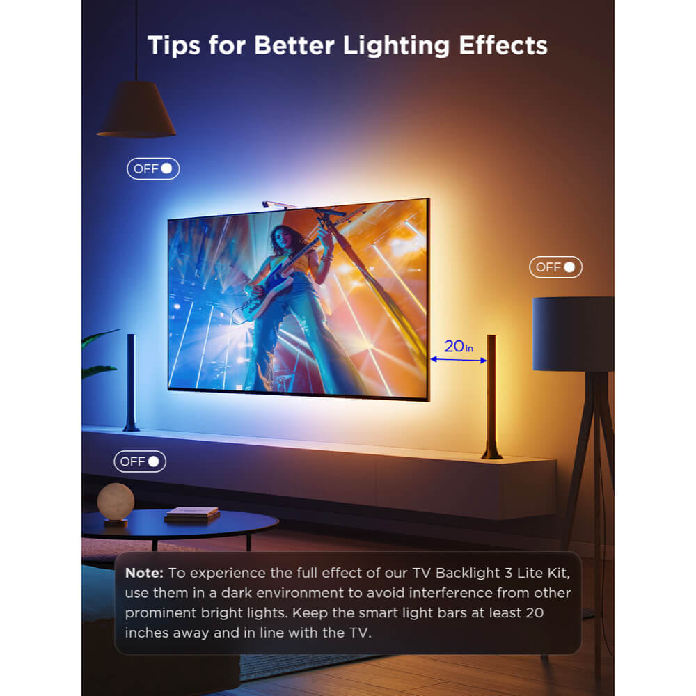 ชุดไฟตกแต่ง GOVEE TV BACKLIGHT KIT 3 LITE WITH RGBIC LIGHT BAR  48 วัตต์  สำหรับทีวี 55 -65 นิ้ว_6